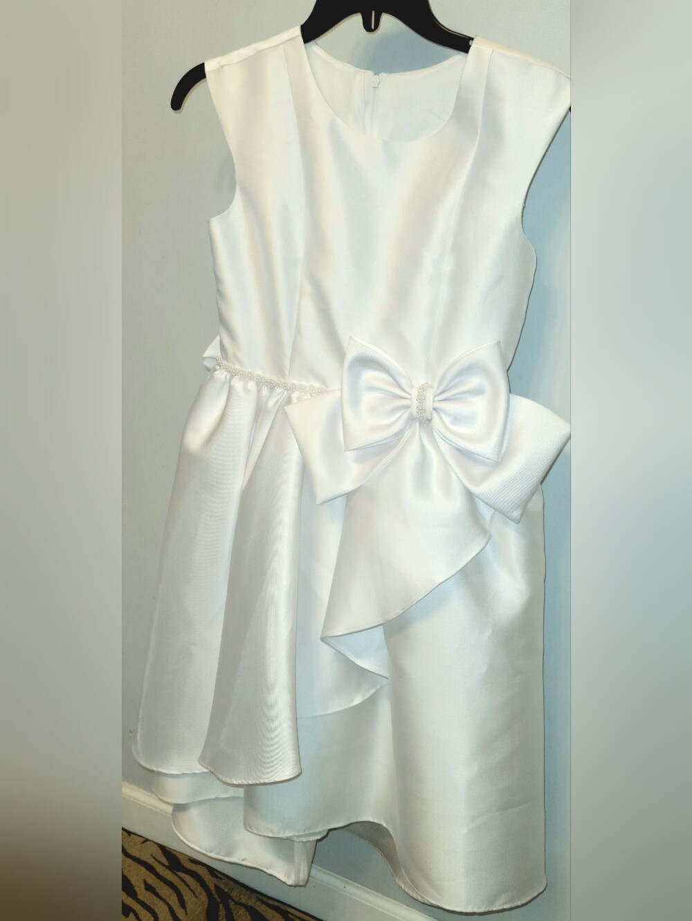 Bonnie Jean White Satin Bow Flower Girl Dress